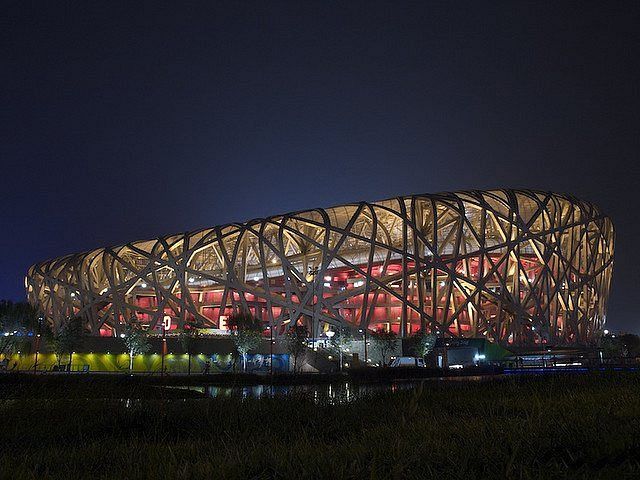 The Beijing National Stadium at night